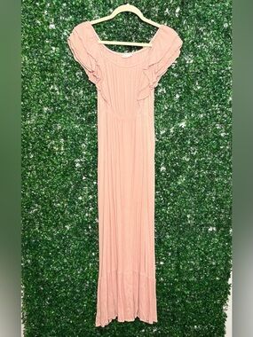 ILLA ILLA Dusty Blush Ruffle-Sleeve Maxi Dress